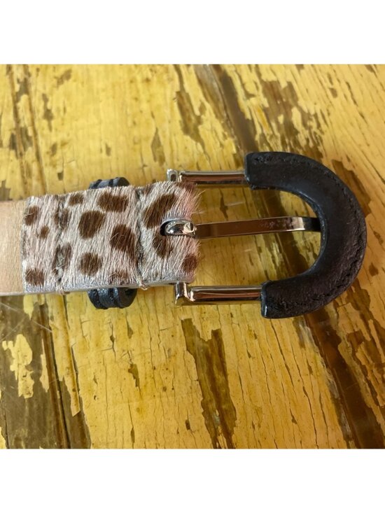 Lafayette 148 New York Calf Hair Leopard Animal Print Leather Belt Sz MED main image 5